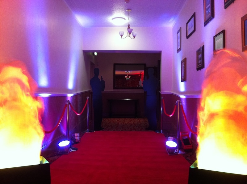 Flame lights and red carpet, wedding idea